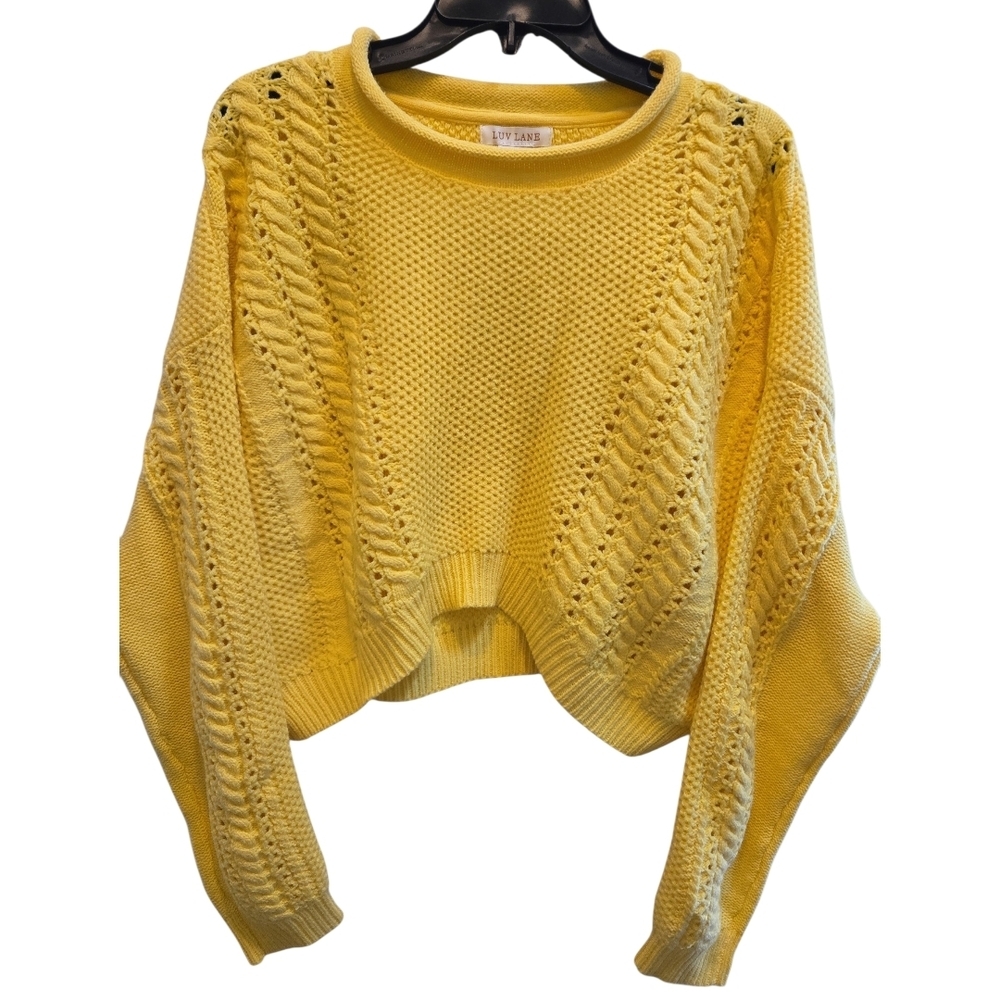Luv Lane Yellow Cable Knit Sweater SZ M